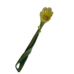 Franz Porcelain Long Stem Flower Spoon Yellow Floral FZ00135 Art Pottery 5.25in